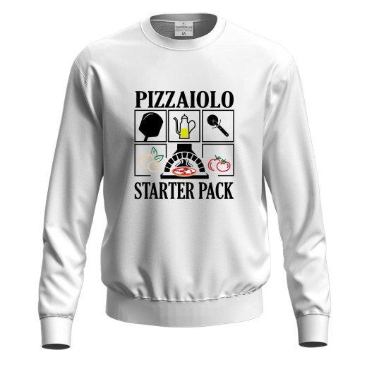 Felpa maglia con stampa digitale DTF "PIZZAIOLO STARTER PACK", per pizzaioli, chef  lavoro pizza