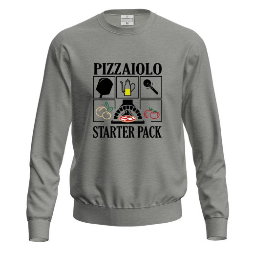 Felpa maglia con stampa digitale DTF "PIZZAIOLO STARTER PACK", per pizzaioli, chef  lavoro pizza