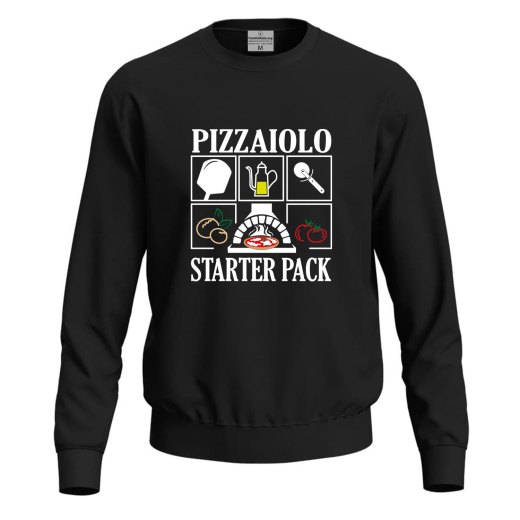 Felpa maglia con stampa digitale DTF "PIZZAIOLO STARTER PACK", per pizzaioli, chef  lavoro pizza
