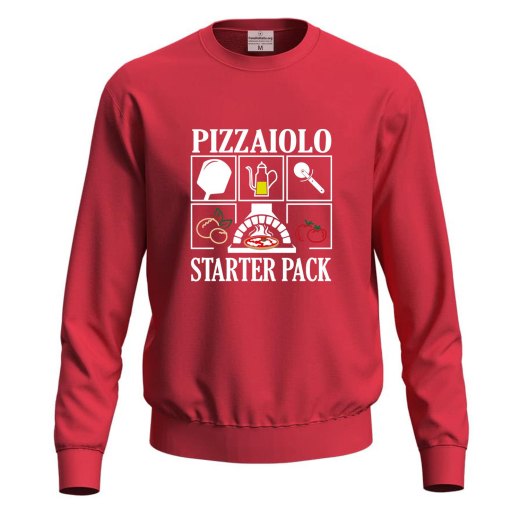Felpa maglia con stampa digitale DTF "PIZZAIOLO STARTER PACK", per pizzaioli, chef  lavoro pizza