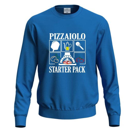Felpa maglia con stampa digitale DTF "PIZZAIOLO STARTER PACK", per pizzaioli, chef  lavoro pizza