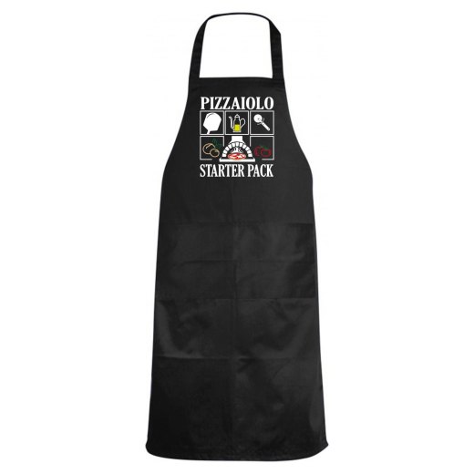 Grembiule da cucina con stampa DTF "PIZZAIOLO STARTER PACK", per pizzaioli, cuochi chef pizzerie