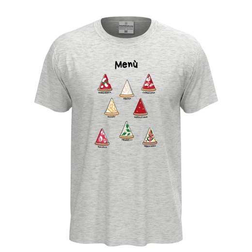 T-shirt classica unisex a manica corta con stampa DTF"MENU' PIZZA", divertente  pizza pizzeria pizzaioli ristorante cibo cucina