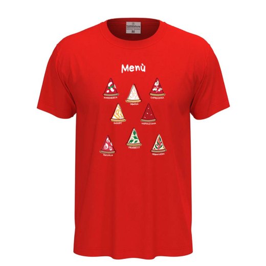 T-shirt classica unisex a manica corta con stampa DTF"MENU' PIZZA", divertente  pizza pizzeria pizzaioli ristorante cibo cucina