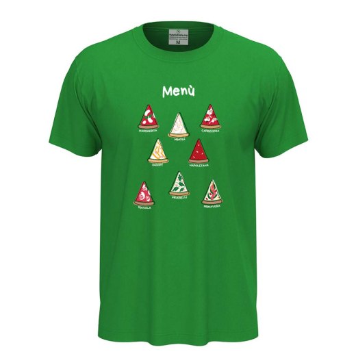 T-shirt classica unisex a manica corta con stampa DTF"MENU' PIZZA", divertente  pizza pizzeria pizzaioli ristorante cibo cucina