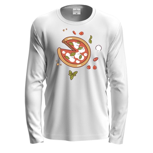 T-shirt a manica lunga con stampa DTF "PIZZA", idea regalo per amanti della pizza