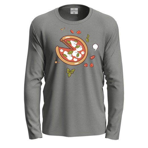 T-shirt a manica lunga con stampa DTF "PIZZA", idea regalo per amanti della pizza