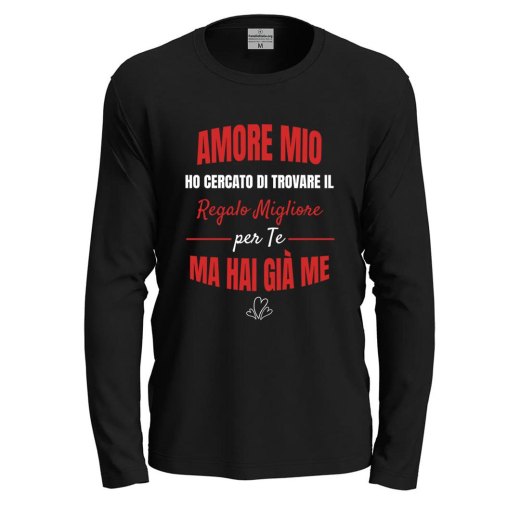 T-shirt maglia a manica lunga stampa "REGALO MIGLIORE PER TE" originale per San Valentino fidanzati