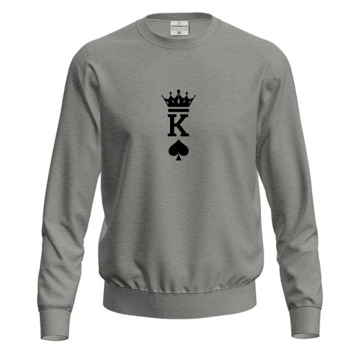 Felpa maglia "KING" simpatica idea regalo di coppia innamorati re di cuori carte gioco San Valentino