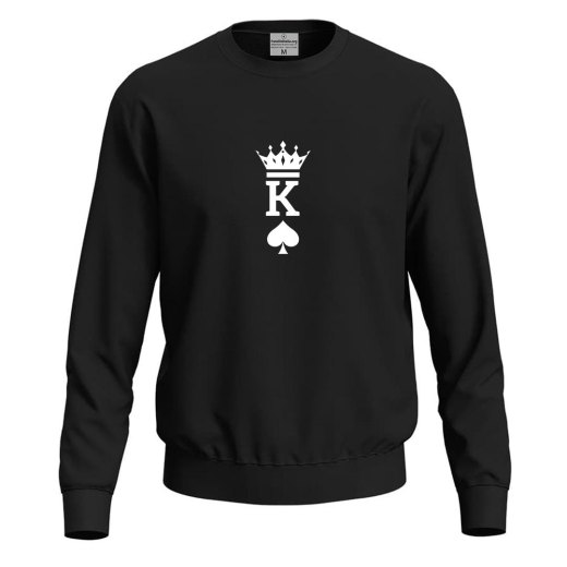 Felpa maglia "KING" simpatica idea regalo di coppia innamorati re di cuori carte gioco San Valentino