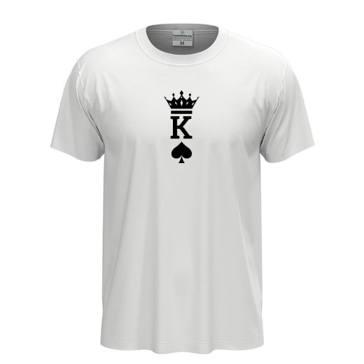 T-shirt classica unisex a manica corta con stampa RE  "KING" idea carta per la coppia San Valentino