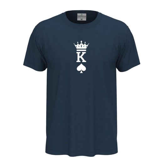 T-shirt classica unisex a manica corta con stampa RE  "KING" idea carta per la coppia San Valentino