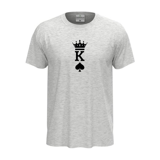T-shirt classica unisex a manica corta con stampa RE  "KING" idea carta per la coppia San Valentino
