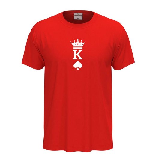 T-shirt classica unisex a manica corta con stampa RE  "KING" idea carta per la coppia San Valentino