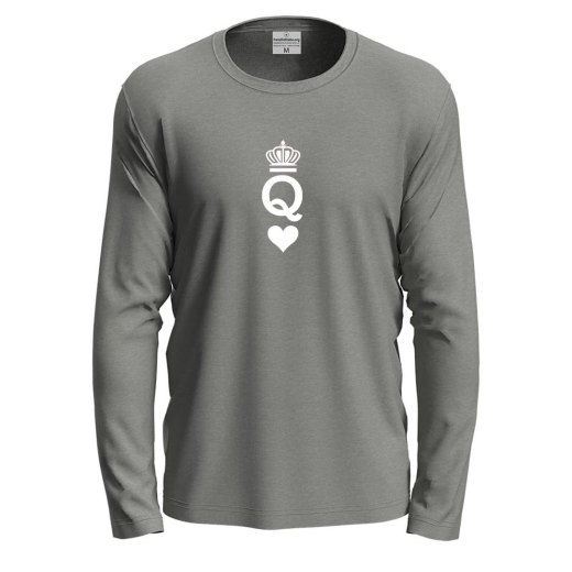 T-shirt maglia manica lunga con stampa DTF "QUEEN" amore fidanzati San Valentino
