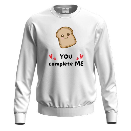 Felpa maglia panificio paninoteca con stampa DTF "PANE YOU COMPLETE ME" maglia divertente