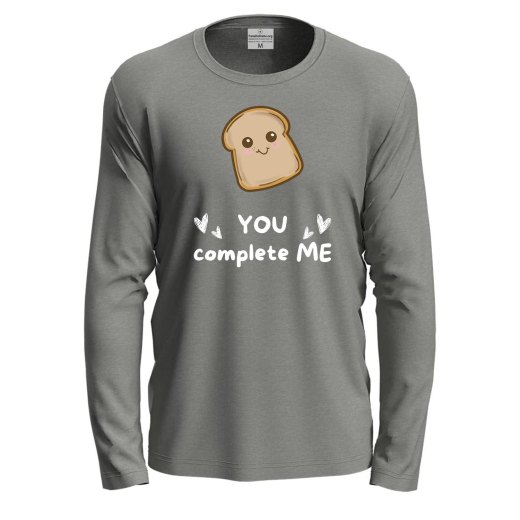 T-shirt a manica lunga con stampa DTF "PANE YOU COMPLETE ME" panificio regalo golosi divertente