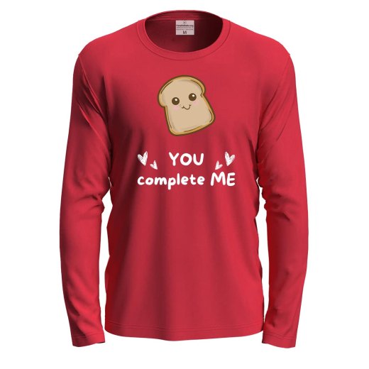 T-shirt a manica lunga con stampa DTF "PANE YOU COMPLETE ME" panificio regalo golosi divertente
