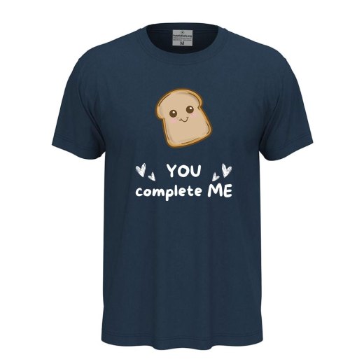 T-shirt classica unisex a manica corta con stampa "PANE YOU COMPLETE ME", idea regalo coppie mangiare cibo chef