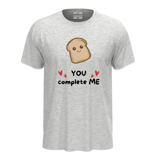 T-shirt classica unisex a manica corta con stampa "PANE YOU COMPLETE ME", idea regalo coppie mangiare cibo chef