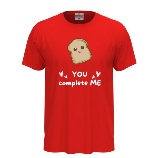 T-shirt classica unisex a manica corta con stampa "PANE YOU COMPLETE ME", idea regalo coppie mangiare cibo chef