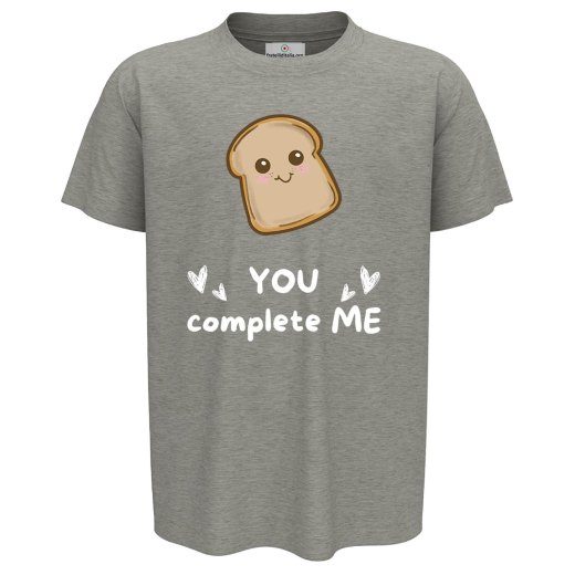 T-shirt maglia bambino mezza manica con stampa "pane YOU COMPLETE ME" idea regalo simpatica per fratelli bimbi