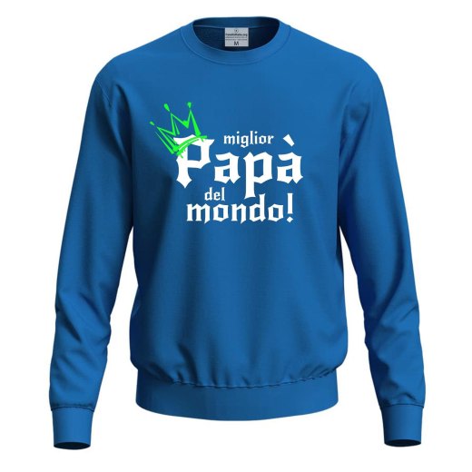 Felpa maglia con stampa digitale "MIGLIOR PAPA' DEL MONDO", idea regalo festa papa' figli dono
