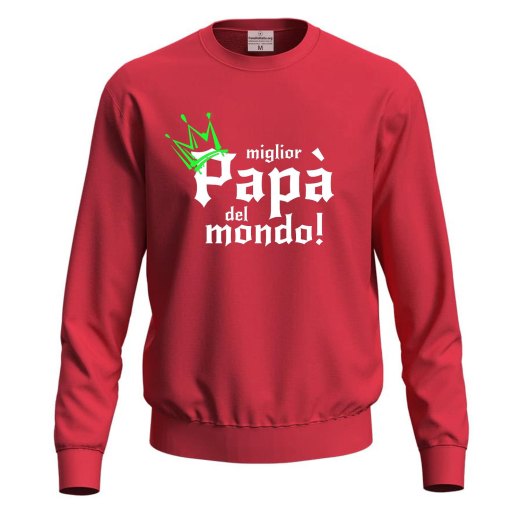 Felpa maglia con stampa digitale "MIGLIOR PAPA' DEL MONDO", idea regalo festa papa' figli dono