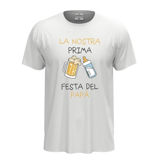 T-shirt classica "PRIMA FESTA DEL PAPA'", idea regalo nascita padre figlio neonato