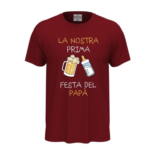 T-shirt classica "PRIMA FESTA DEL PAPA'", idea regalo nascita padre figlio neonato