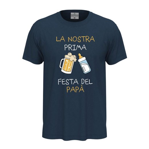 T-shirt classica "PRIMA FESTA DEL PAPA'", idea regalo nascita padre figlio neonato