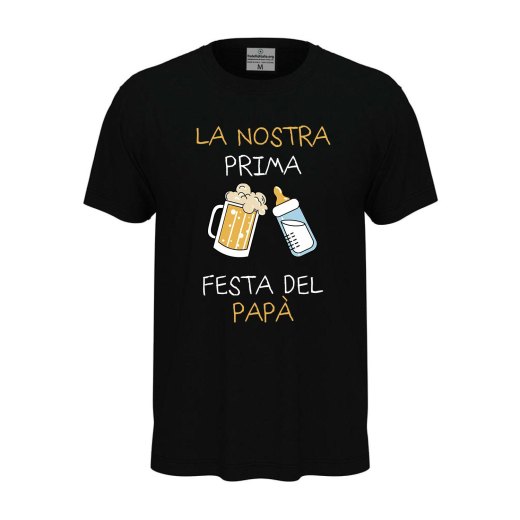 T-shirt classica "PRIMA FESTA DEL PAPA'", idea regalo nascita padre figlio neonato