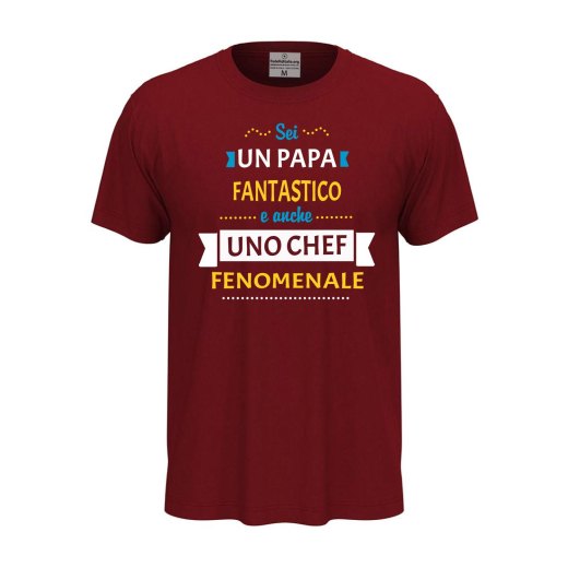 T-shirt classica unisex a manica corta con stampa "PAPA' CHEF FENOMENALE", idea regalo per la festa del papà cuoco