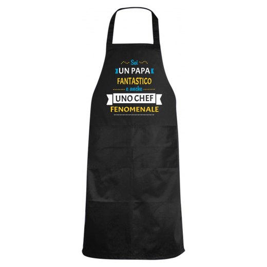 Grembiule da cucina con stampa "PAPA' CHEF FENOMENALE", idea regalo per la festa del papa' cuoco cucina