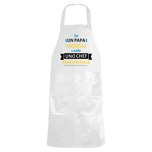 Grembiule da cucina con stampa "PAPA' CHEF FENOMENALE", idea regalo per la festa del papa' cuoco cucina