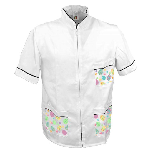 Casacca camice lavoro giacca da barbiere chef cuoco infermiere uomo Pasqua uova pasquale primavera