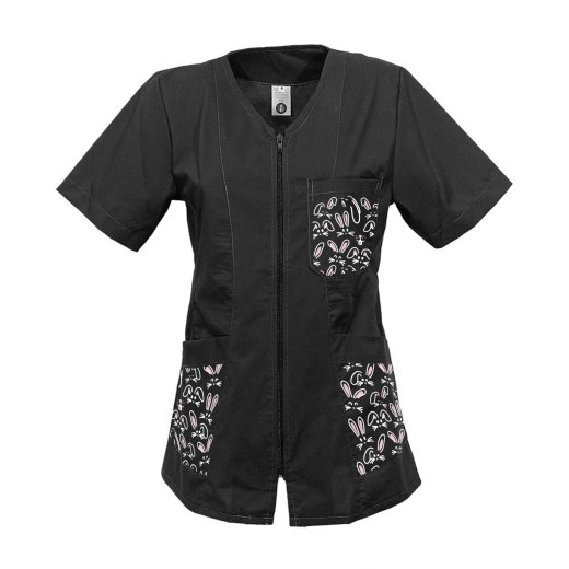 Camice grembiule lavoro Donna zip estetista maestra parrucchiera infermiera scuola infanzia Pasqua primavera ovetti