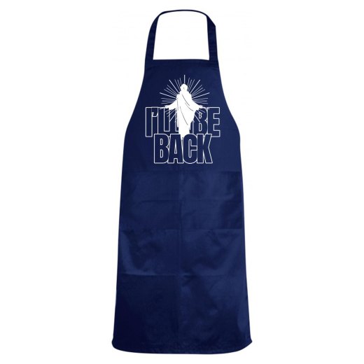 Grembiule ristorante da cucina con stampa "I'LL BE BACK', idea regalo per le festivita' Pasquali
