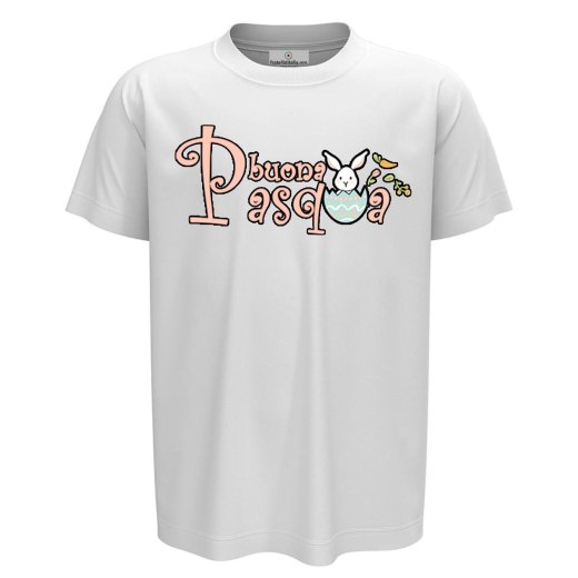 T-shirt maglietta abbigliamento mezza manica bambino bambina unisex "BUONA PASQUA" regalo