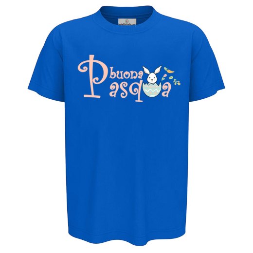 T-shirt maglietta abbigliamento mezza manica bambino bambina unisex "BUONA PASQUA" regalo