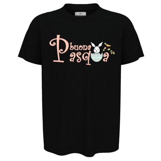 T-shirt maglietta abbigliamento mezza manica bambino bambina unisex "BUONA PASQUA" regalo