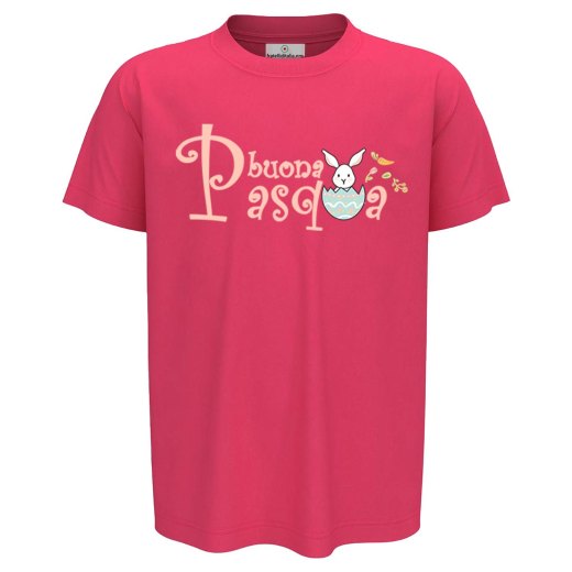 T-shirt maglietta abbigliamento mezza manica bambino bambina unisex "BUONA PASQUA" regalo