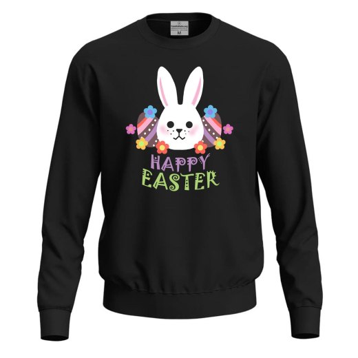 Felpa maglia unisex con stampa  "HAPPY EASTER" lavoro bar regalo per le festività Pasquali Pasqua