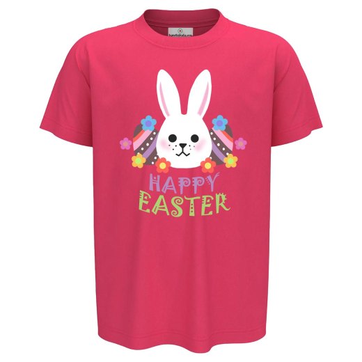 T-Shirt maglia mezza manica bambino unisex a manica corta PASQUA ""HAPPY EASTER" regalo primavera coniglio pasquale