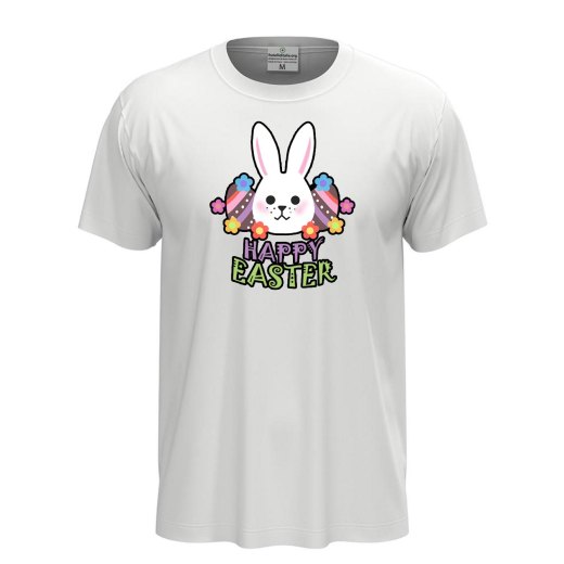 T-shirt maglia unisex Pasqua coniglio "HAPPY EASTER", regalo divertente festività Pasquali primavera