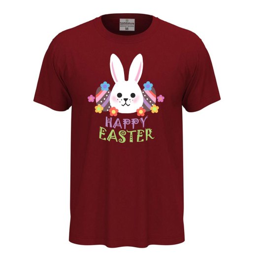 T-shirt maglia unisex Pasqua coniglio "HAPPY EASTER", regalo divertente festività Pasquali primavera