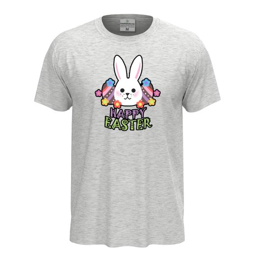 T-shirt maglia unisex Pasqua coniglio "HAPPY EASTER", regalo divertente festività Pasquali primavera