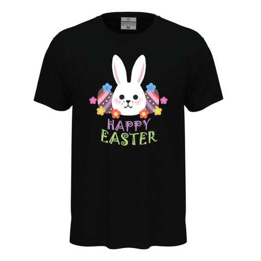 T-shirt maglia unisex Pasqua coniglio "HAPPY EASTER", regalo divertente festività Pasquali primavera