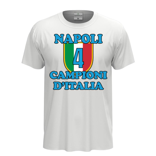 T-shirt 4 Scudetto Napoli campione d'Italia 2025 Unisex Maglia cotone AGAIN celebrativa