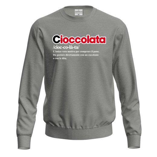 Felpa maglia unisex con stampa digitale DTF "DEFINIZIONE CIOCCOLATA" idea regalo simpatica divertente sagra fiera bar